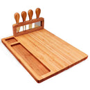 TÁBUA DE QUEIJOS E FRIOS + KIT DE 4 ESPATULAS INOX - PREMIUM