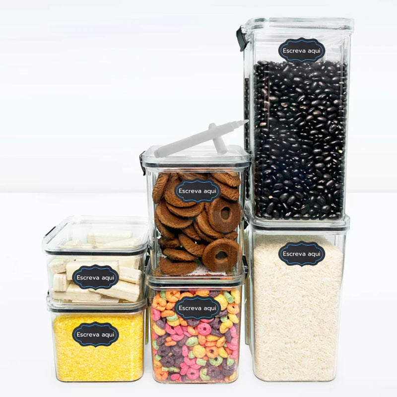 Kit 5 Potes Herméticos com Trava e Alta Vedação