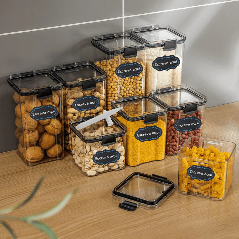 Kit 5 Potes Herméticos com Trava e Alta Vedação