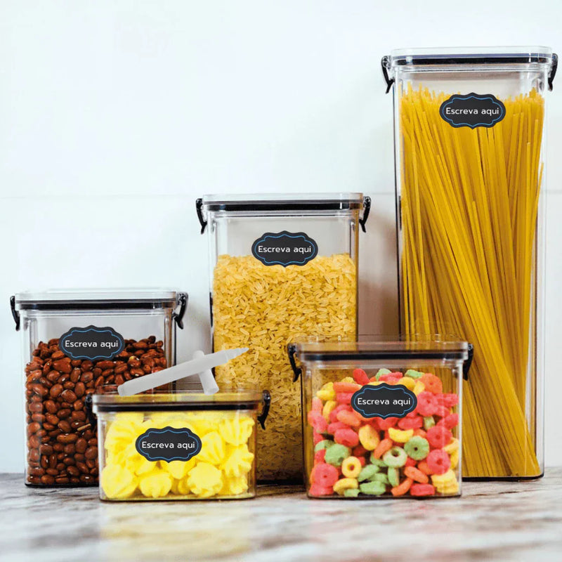 Kit 5 Potes Herméticos com Trava e Alta Vedação