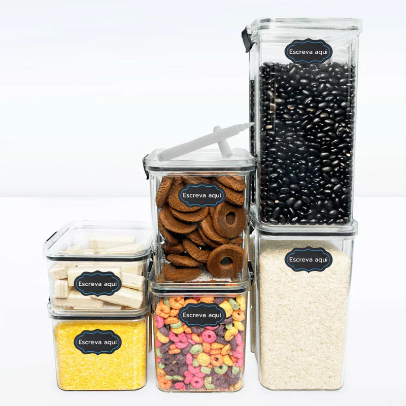 Kit 5 Potes Herméticos com Trava e Alta Vedação